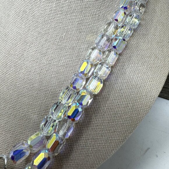 Vintage Rhinestone Panther Clasp Clear Crystal Bead Necklace - Picture 3 of 13